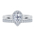 Fancy Cut Pear Halo Engagement Ring With Diamond Wedding Band In 14K White Gold view 1