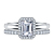 Fancy Cut Emerald Halo Engagement Ring With Diamond Wedding Band In 14K White Gold view 1
