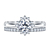 Diamond Halo Petite Engagement Ring With Diamond Wedding Band In 14K White Gold view 1