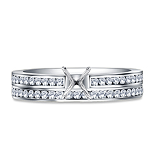 Thin Channel Set Diamond Ring with Matching Band in 14K White Gold (1/3 cttw)