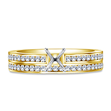 Thin Channel Set Diamond Ring with Matching Band in 14K Yellow Gold (1/3 cttw)